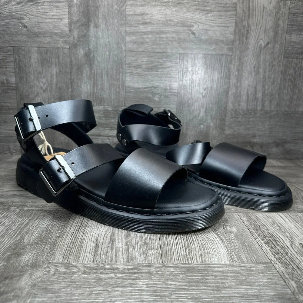 Dr. Martens Gryphon Sandals Mens 14 Black Leather Strappy Gladiator NEW